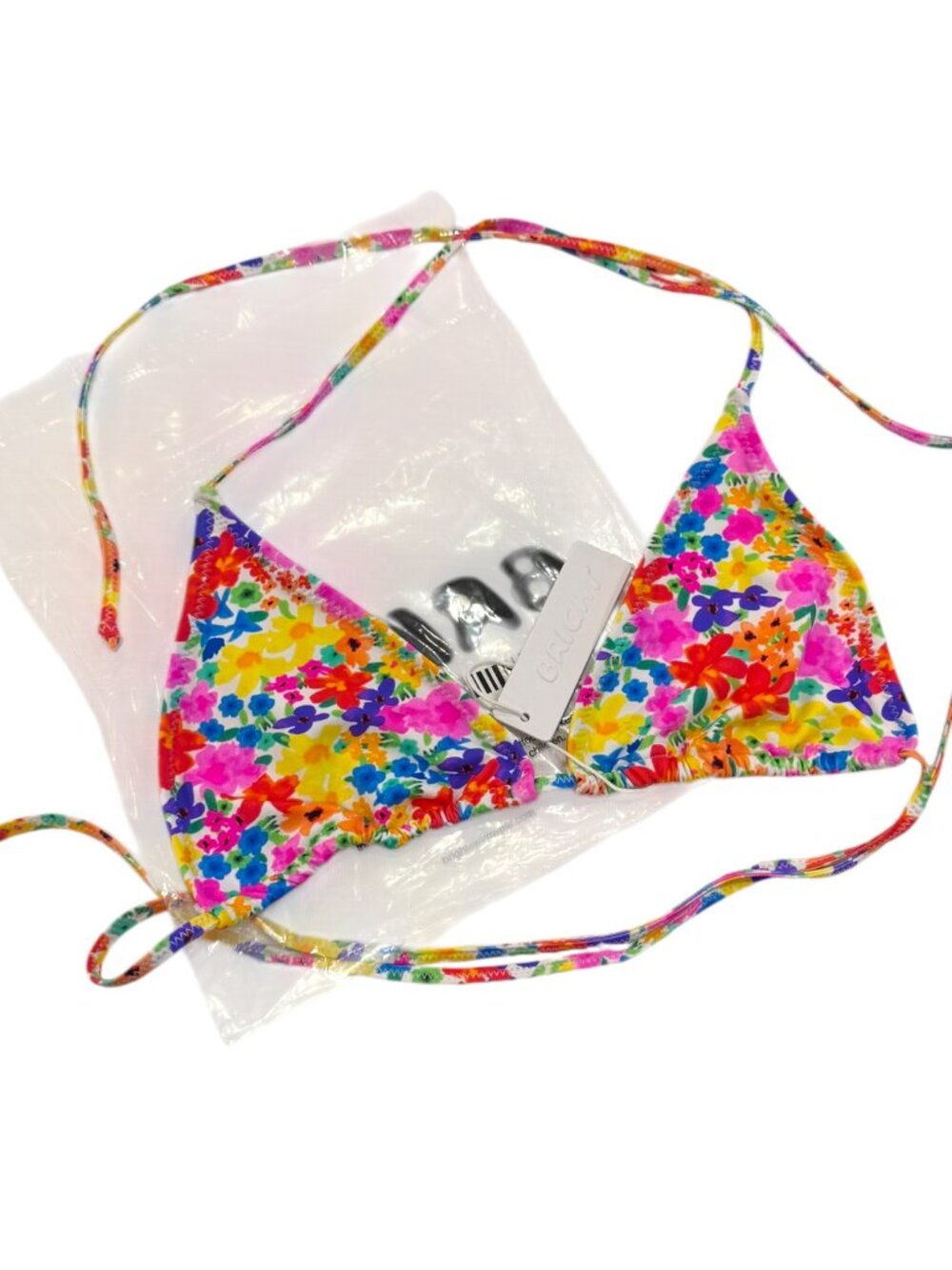 Bright Swimwear Maria Sunset Adjustable Bikini Top L Sunset Floral Halter